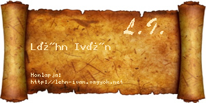 Léhn Iván névjegykártya